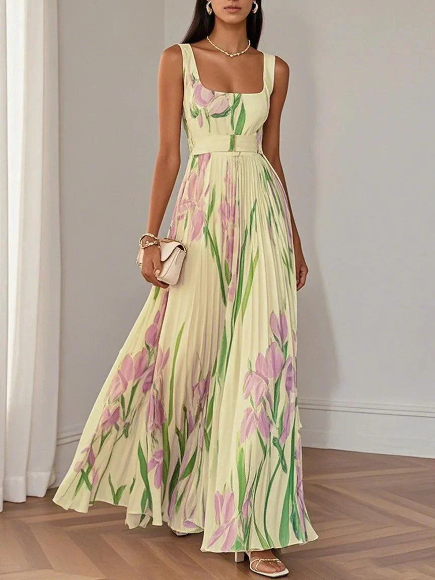 Ella | Floral Pleated Maxi Dress