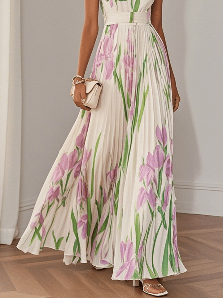 Ella | Floral Pleated Maxi Dress