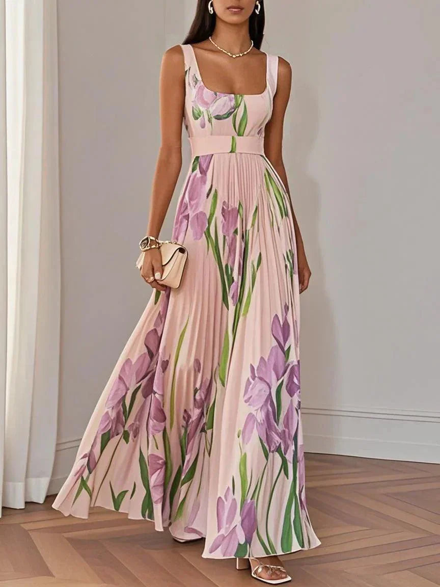 Ella | Floral Pleated Maxi Dress