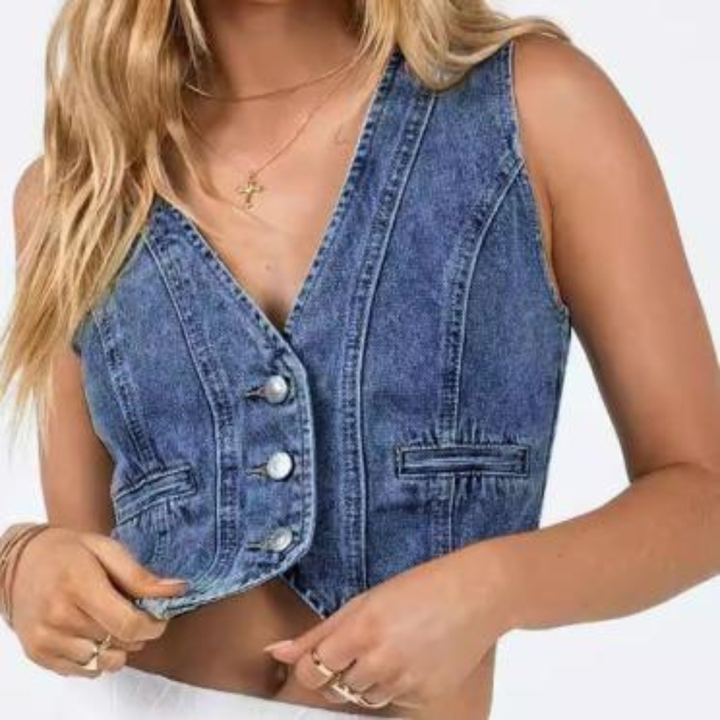 BLAISE™ | Women Sleeveless Denim Crop Top